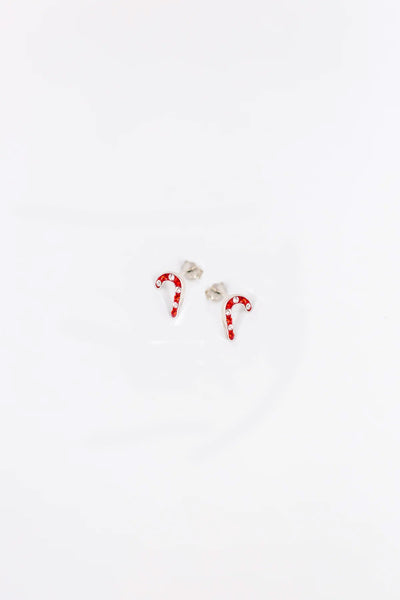 Candy Cane Crystal Sterling Silver Stud Earrings | Annie and Sisters