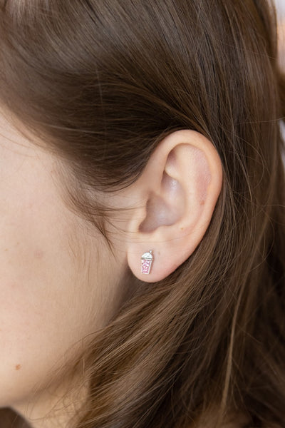 Milkshake Crystal Silver Stud Earrings | Annie and Sisters
