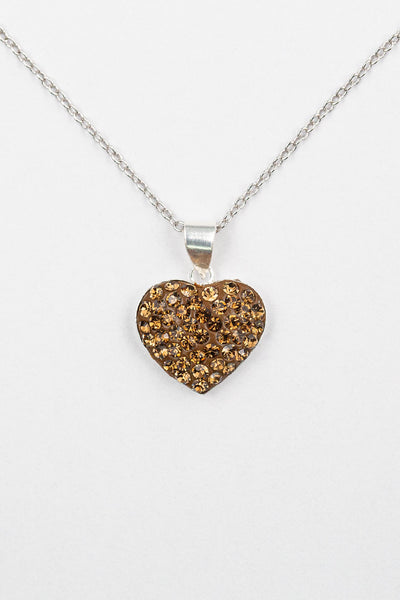Crystal Heart Sterling Silver Necklace in Smokey Topaz| Annie and Sisters