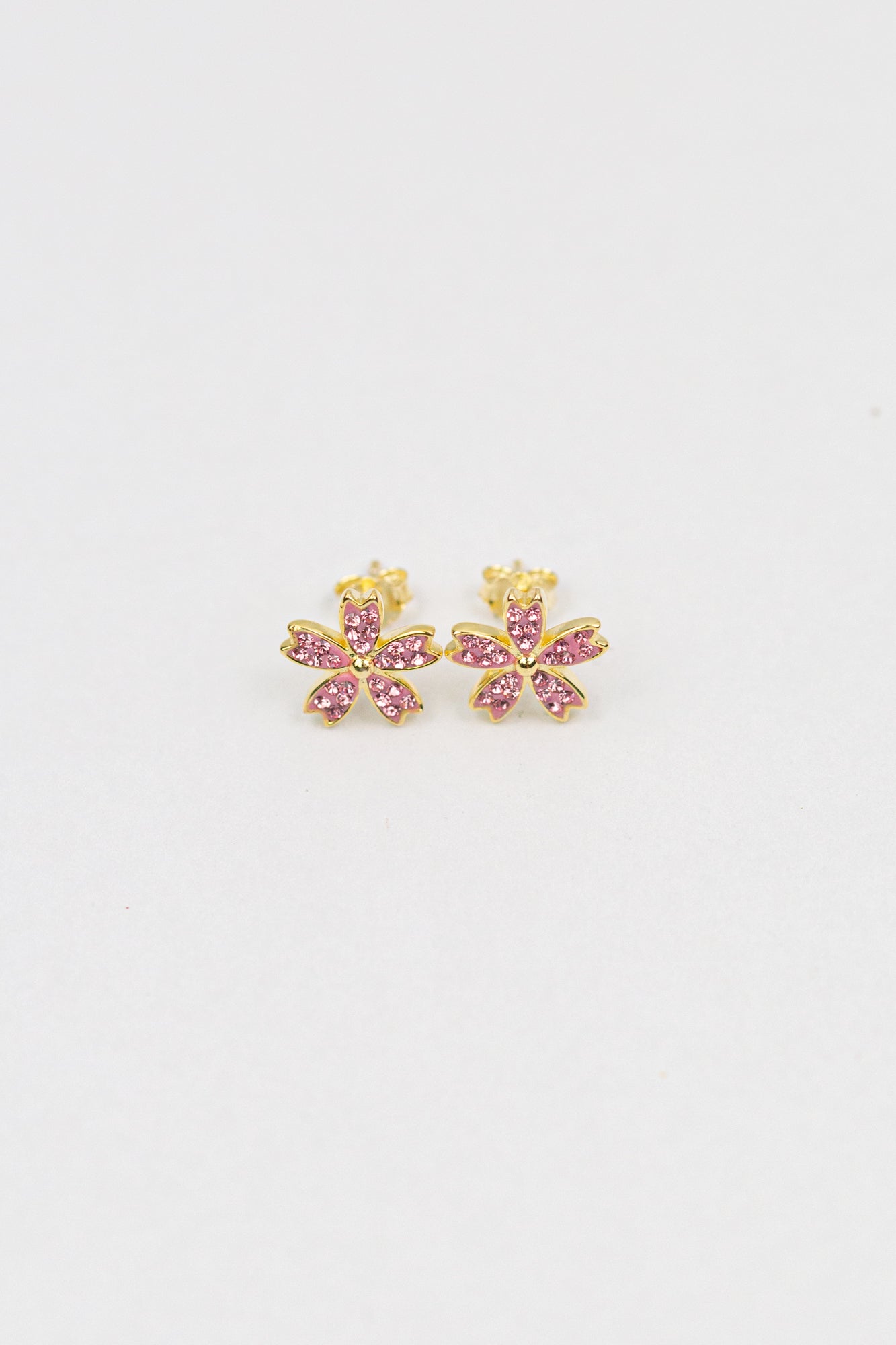 Cherry Blossom Sakura Crystal Silver Stud Earrings | Annie and Sisters