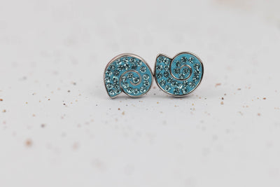 Blue Seashell Conch Sterling Silver Stud Earrings | Annie and Sisters