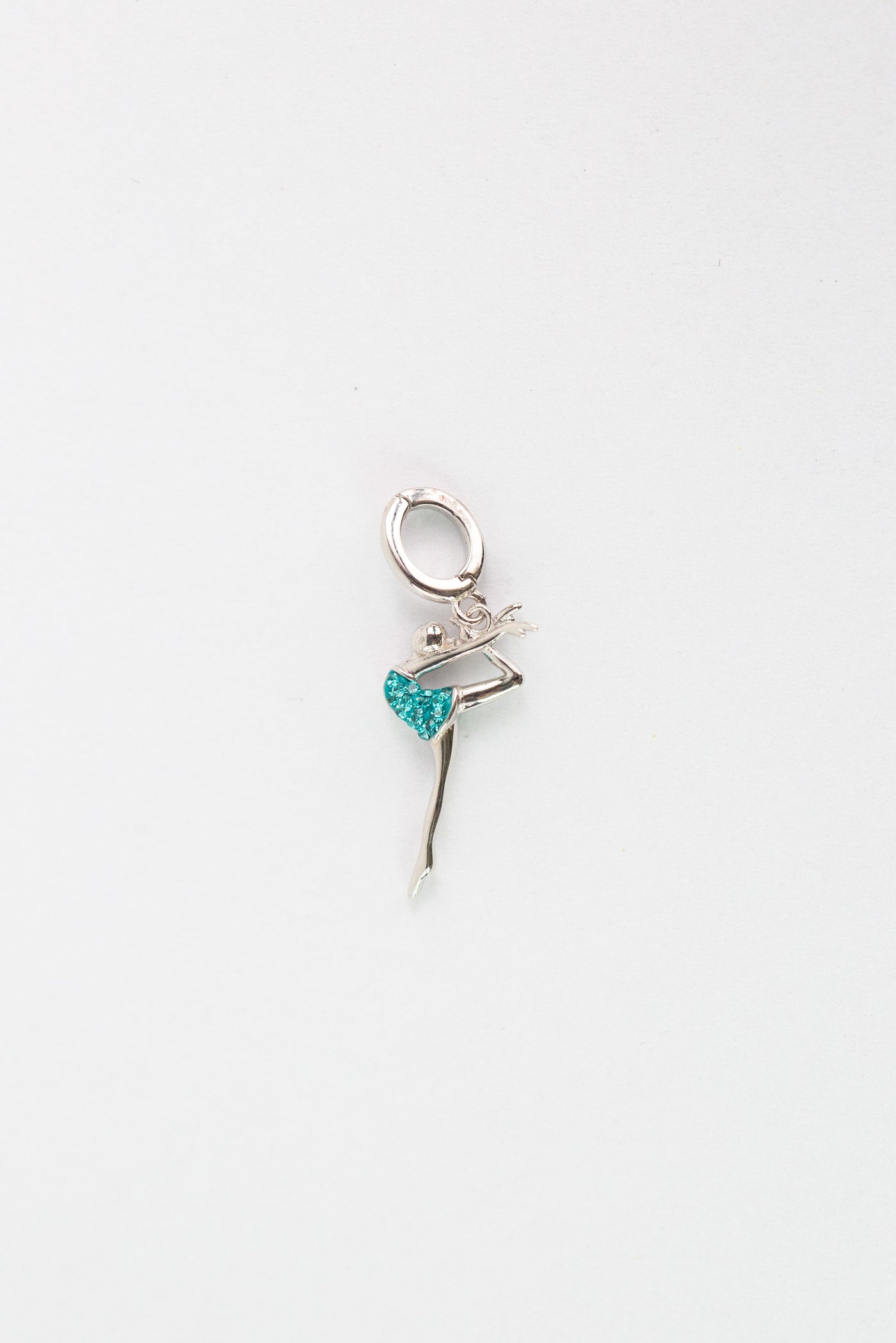 Dancer Leap in Air (In A Scorpion Kick) Crystal Sterling Silver Charm in Blue Zircon | Annie and Sisters