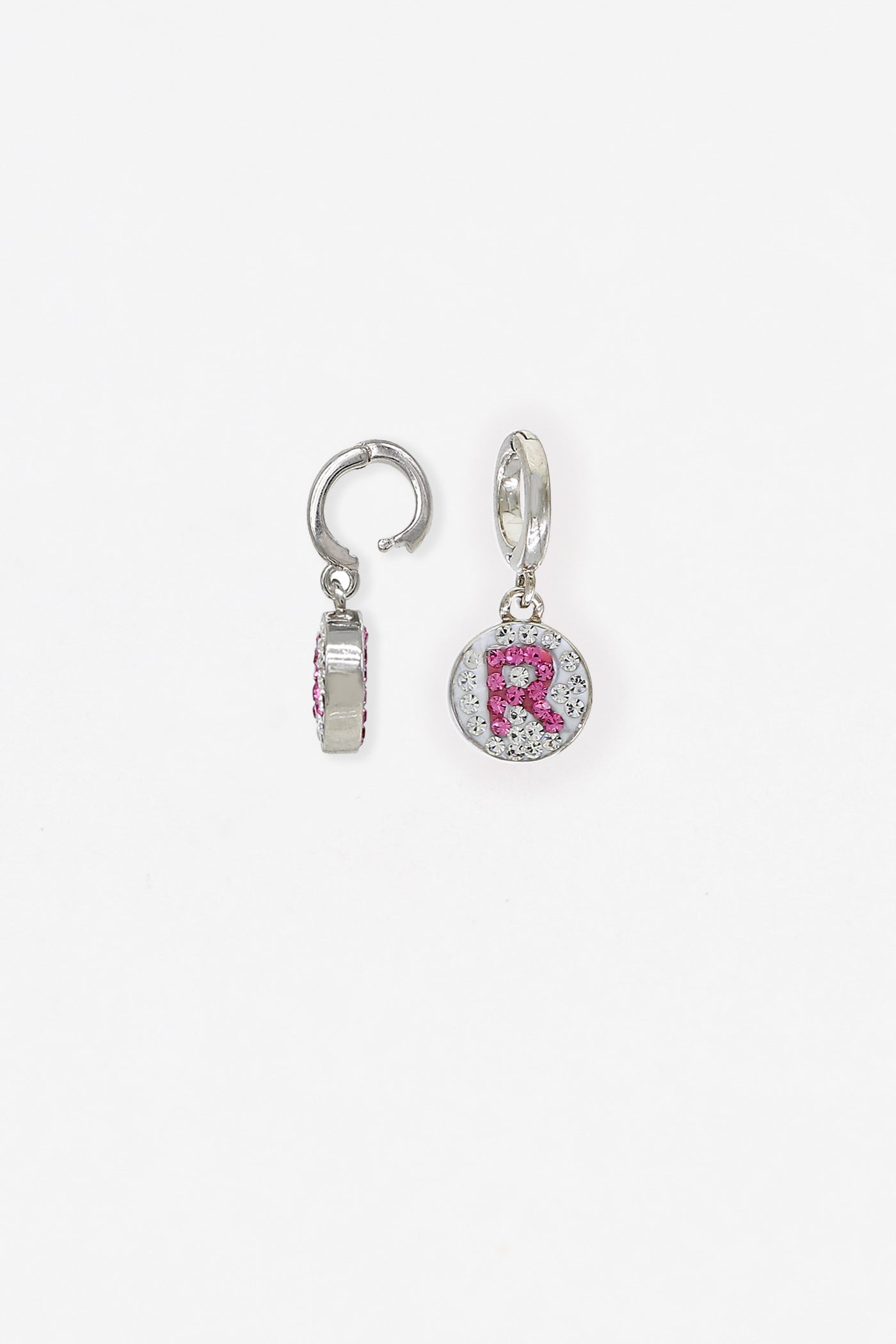 Initial Round Crystal Sterling Silver Charm - R | Annie and Sisters