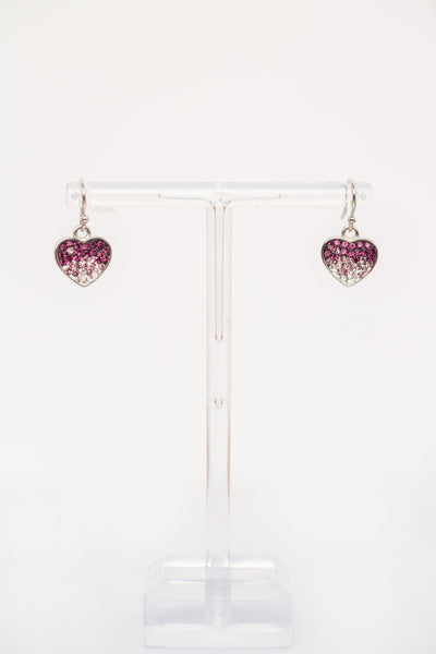Ombre Heart Crystal Sterling Silver Dangling Earrings | Annie and Sisters