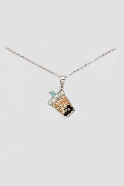Annie and Sisters Taiwanese Boba Milk Tea Crystal Sterling Silver Necklace
