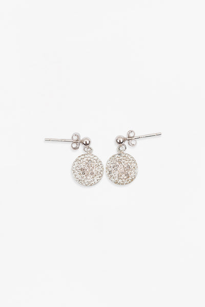 Mini Dangling 9mm Round Crystal Silver Earrings | Annie and Sisters