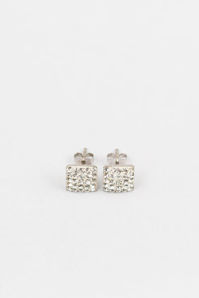 Crystal Square Pave Stud Sterling Silver Earrings | Annie and Sisters | sister stud earrings, for kids, children's jewelry, kid's jewelry, best friend