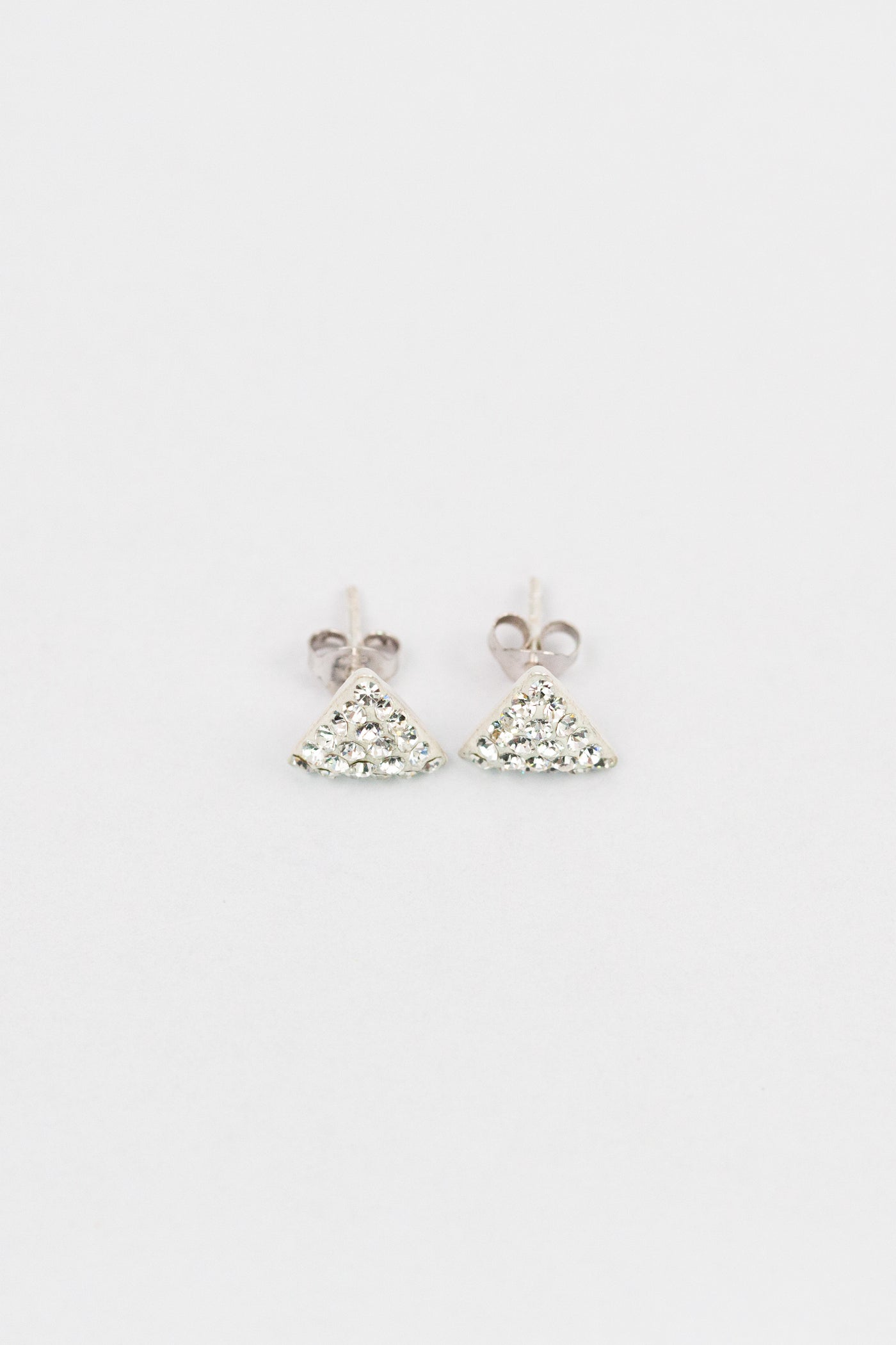 Crystal Triangle Pave Stud Sterling Silver Earrings | Annie and Sisters | sister stud earrings, for kids, children's jewelry, kid's jewelry, best friend