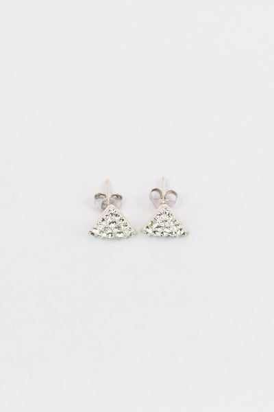 Crystal Triangle Pave Stud Sterling Silver Earrings | Annie and Sisters | sister stud earrings, for kids, children's jewelry, kid's jewelry, best friend