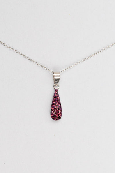Swarovski Crystal Teardrop Silver Necklace in Amethyst | Annie and Sisters