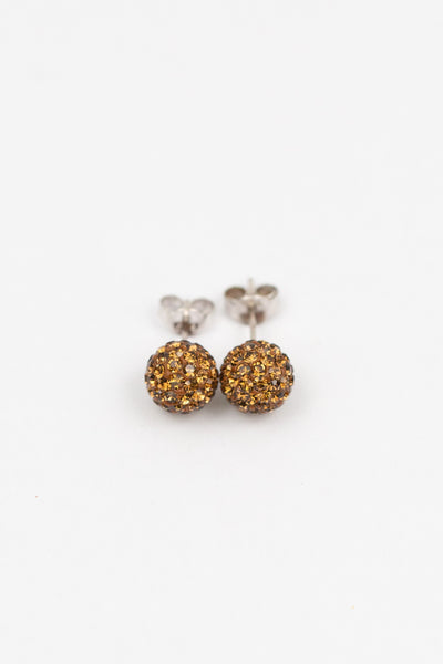 8mm Disco Ball Stud Earrings in smokey topaz| Annie and Sisters | sister stud earrings, for kids, children's jewelry, kid's jewelry, best friend