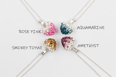 Ombre Heart Pattern Silver Crystal Necklace | Annie and Sisters