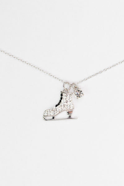 Clear Crystal Ice-Skating Sterling Silver Pendant Necklace | Annie and Sisters