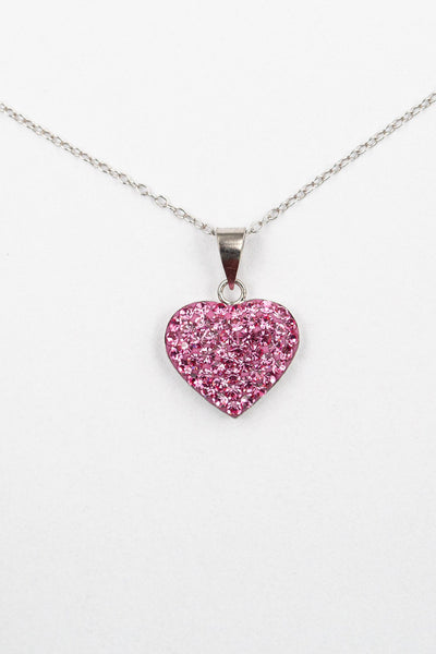 Crystal Heart Sterling Silver Necklace in Rose Pink | Annie and Sisters