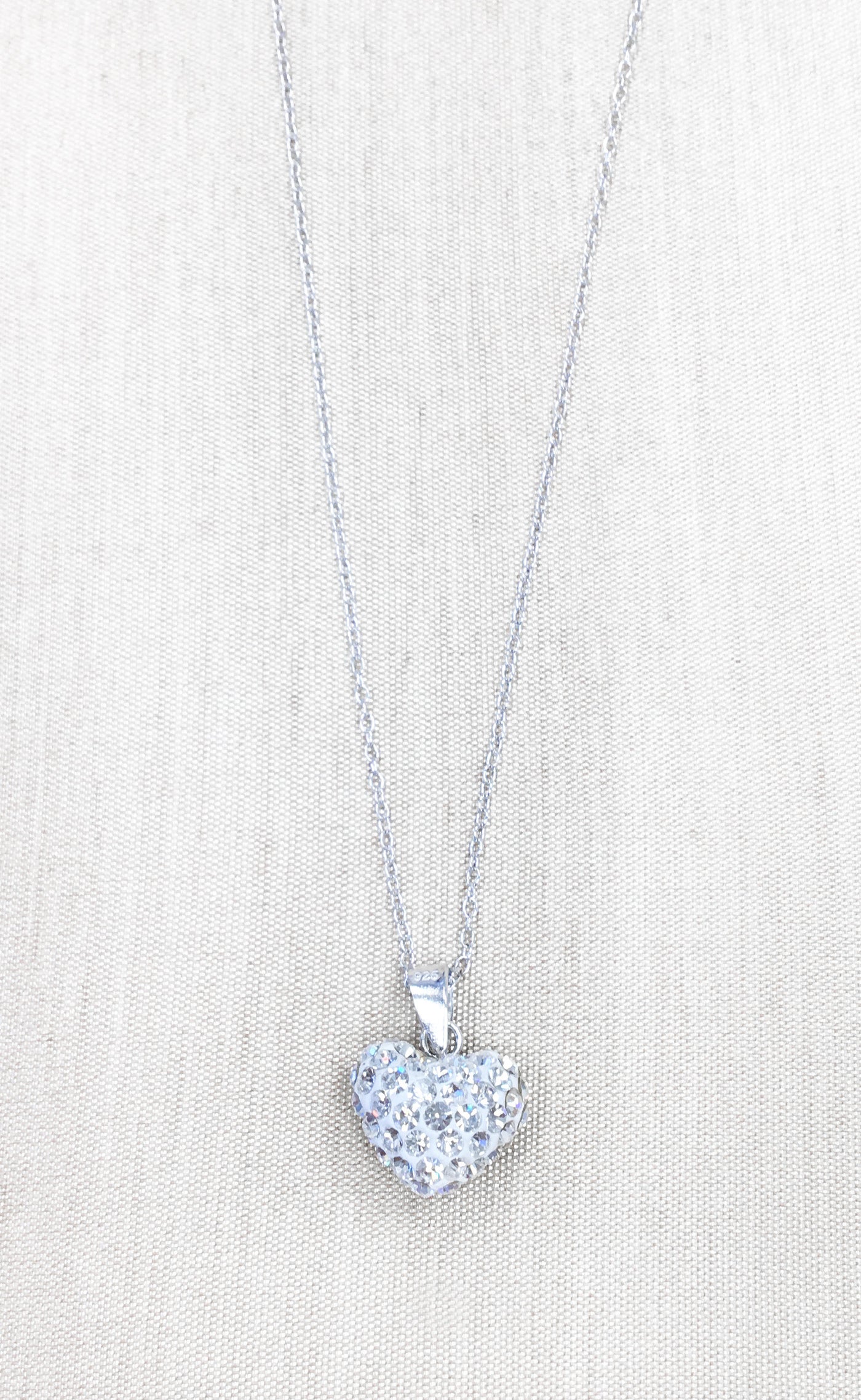 Crystal Pave Heart Sterling Silver Necklace in Clear | Annie and Sisters