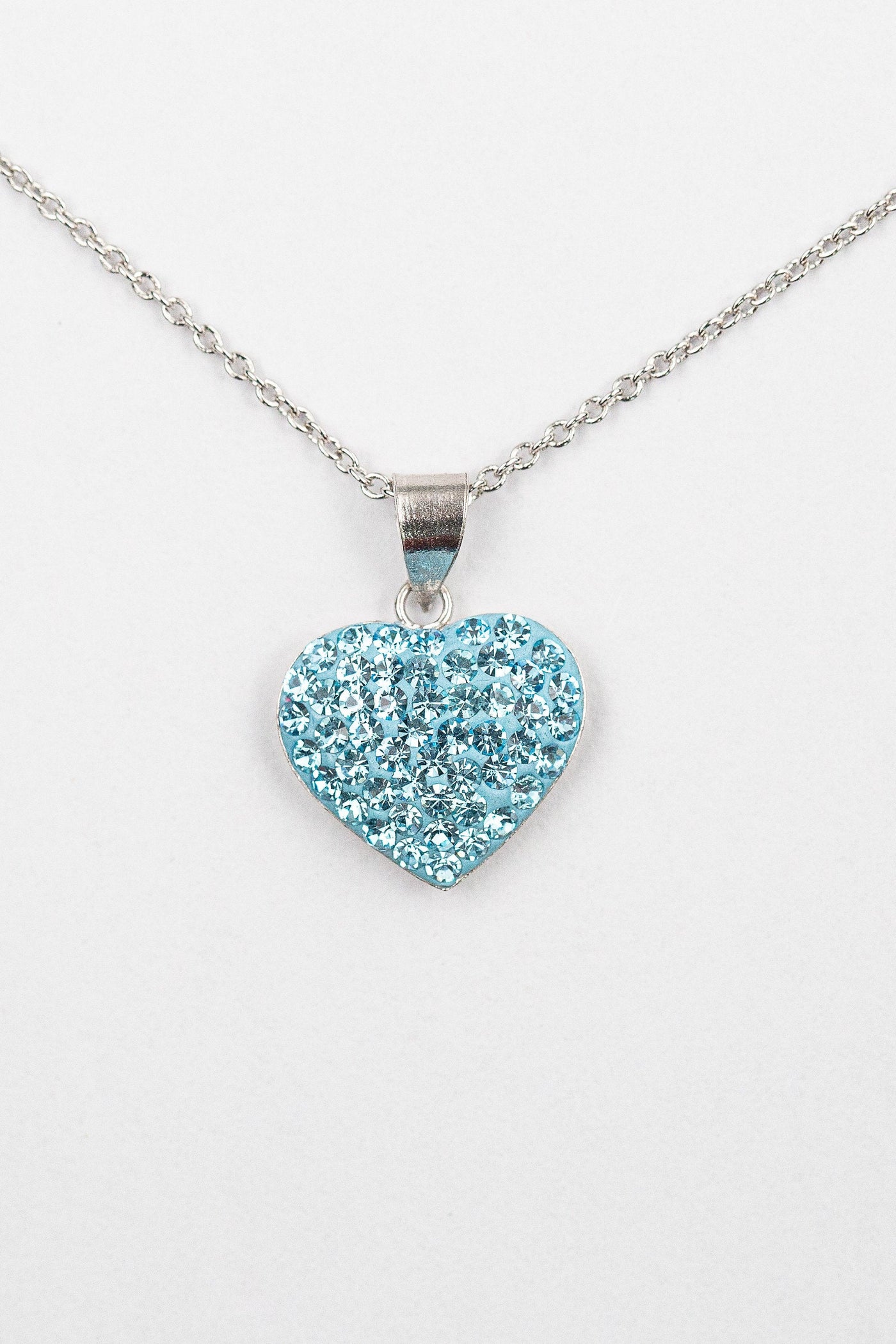 Crystal Heart Sterling Silver Necklace in Aquamarine | Annie and Sisters