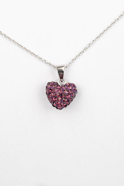 Crystal Pave Heart Sterling Silver Necklace in Amethyst | Annie and Sisters