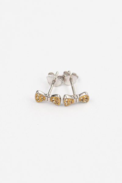 Bow Crystal Silver Stud Earrings in Light Topaz | Annie and Sisters | sister stud earrings, for kids, children's jewelry, kid's jewelry, best friend