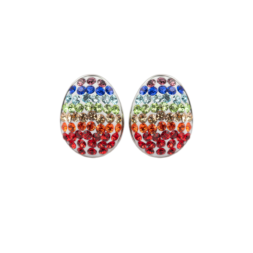 Easter Egg Crystal Sterling Silver Stud Earrings Rainbow | Annie and Sisters