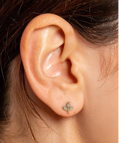 Leaf Stud Earrings Set –  Gold Finish