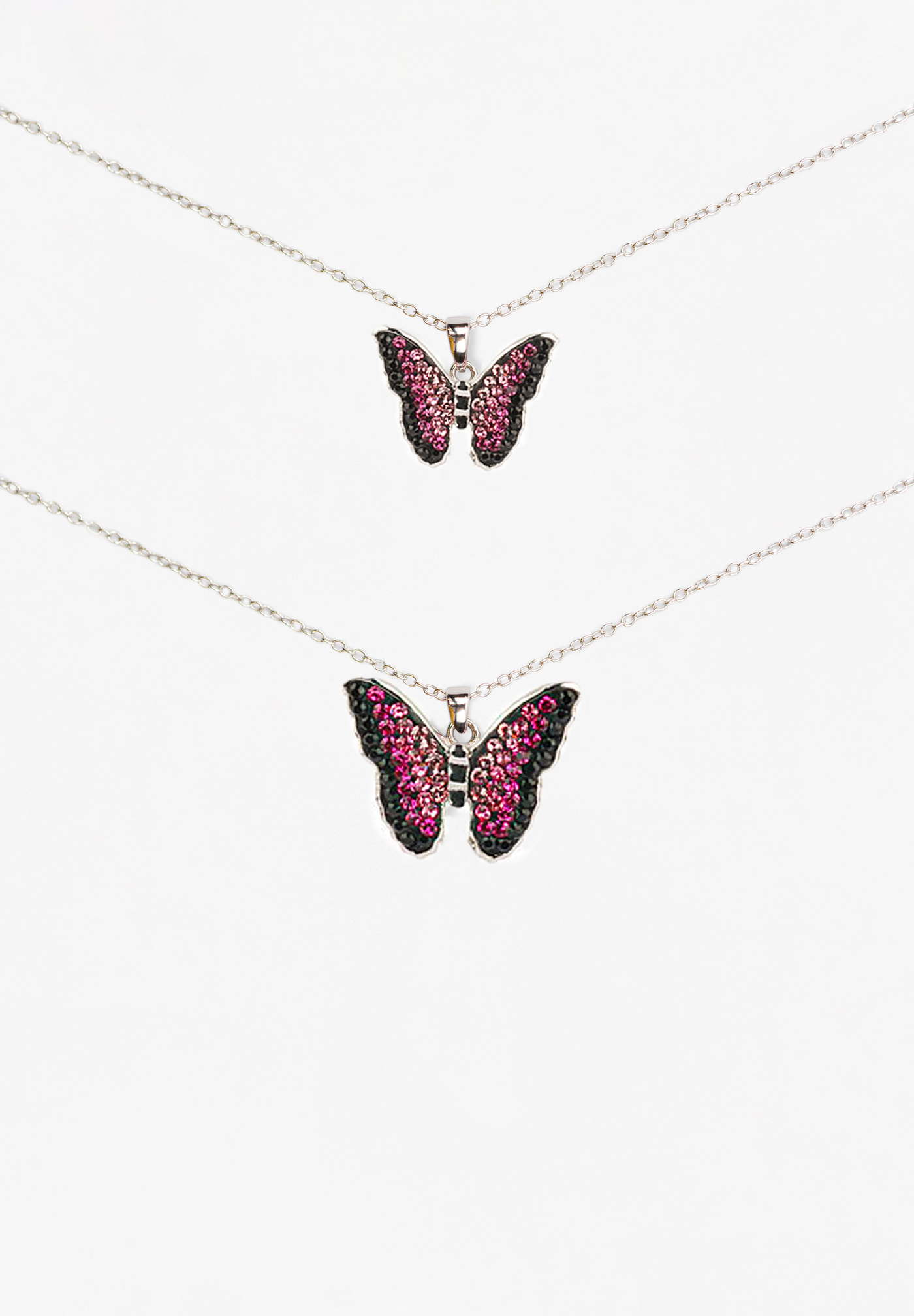 Mother Daughter Matching Fuschia Butterfly Necklace Set