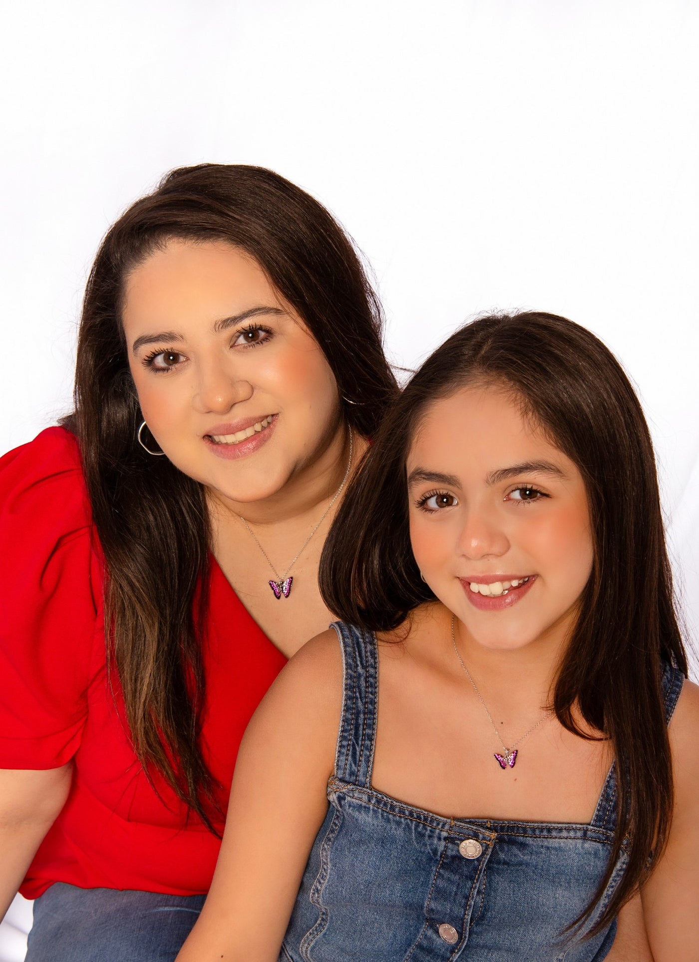Mother Daughter Matching Fuschia Butterfly Necklace Set