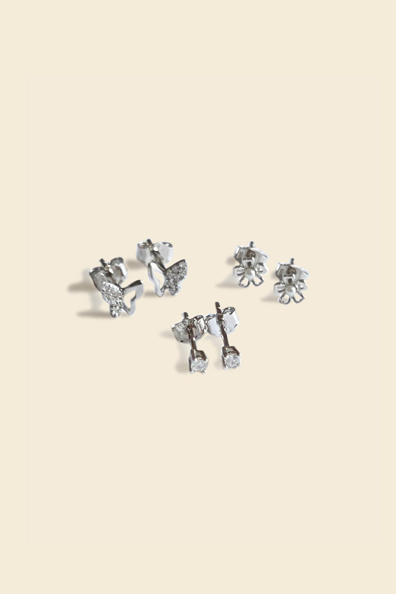 Butterfly, Bloom & Sparkle Trio – Silver Shine