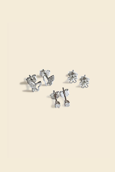 Butterfly, Bloom & Sparkle Trio – Silver Shine