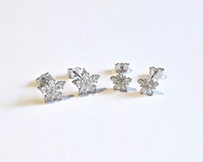 Double the Sparkler Stud Earrings Set – Silver Shine
