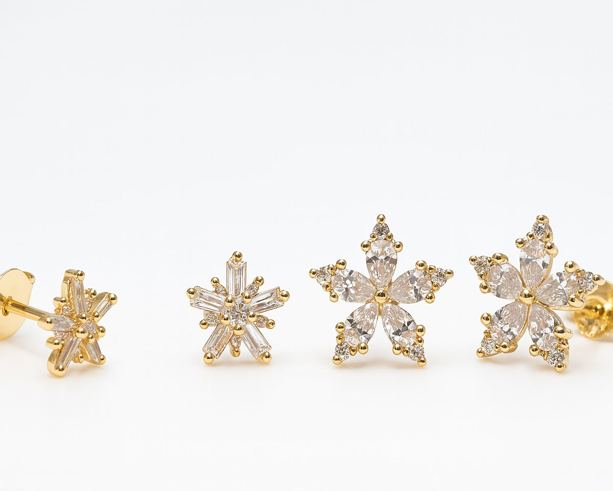 Double the Sparkler Stud Earrings Set – Gold Finish