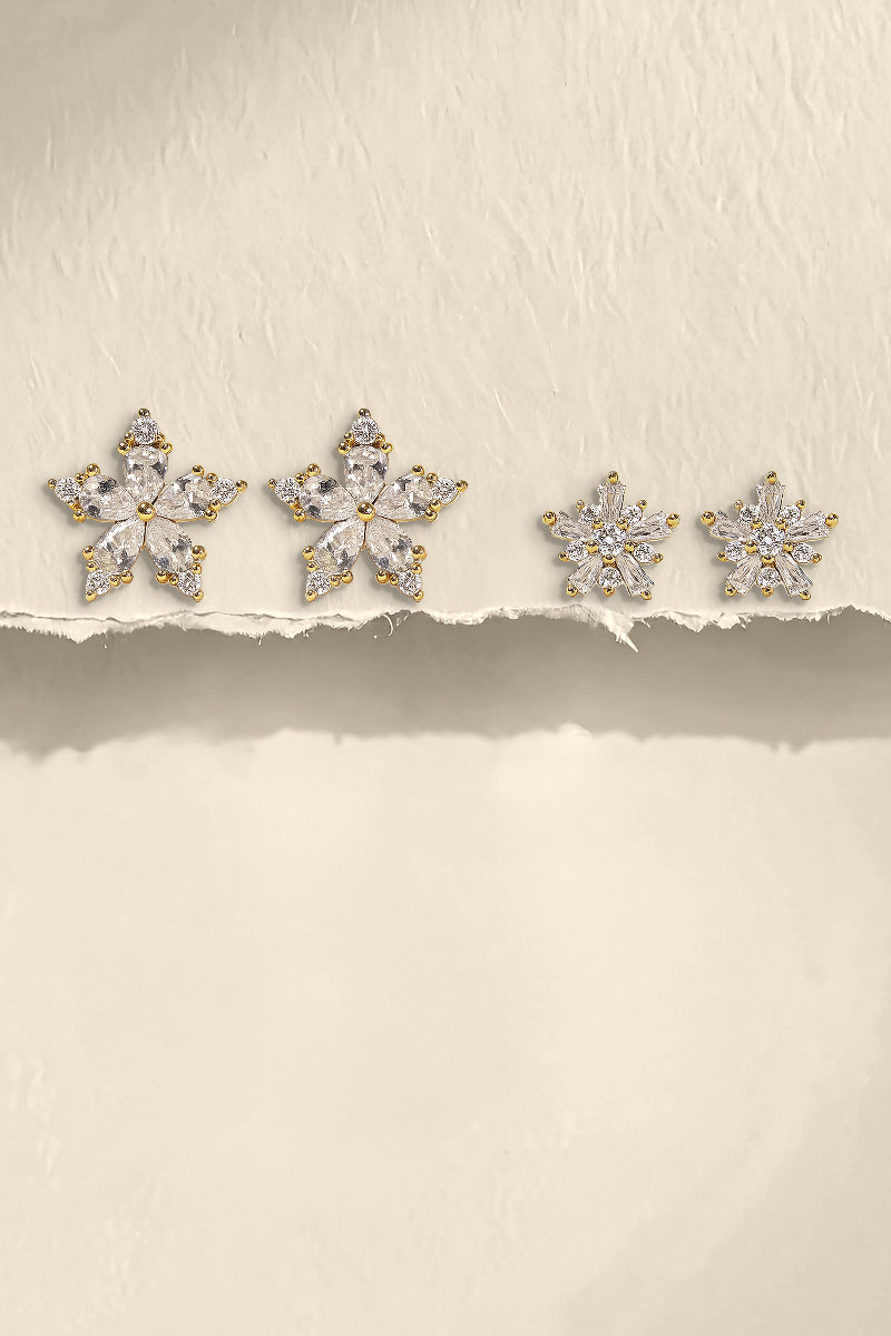 Double the Sparkler Stud Earrings Set – Gold Finish