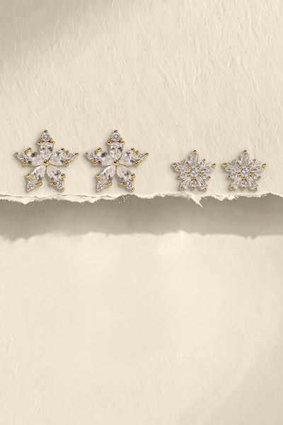 Double the Sparkler Stud Earrings Set – Gold Finish