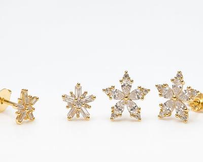 Double the Sparkler Stud Earrings Set – Gold Finish
