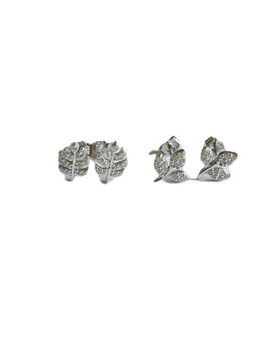 Leaf Stud Earrings Set – Silver Shine
