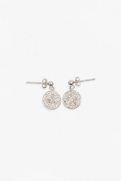 Mini Dangling 9mm Round Crystal Silver Earrings | Annie and Sisters