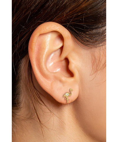 Seahorse, Flamingo & Disc Stud Earrings Set – Silver Shine