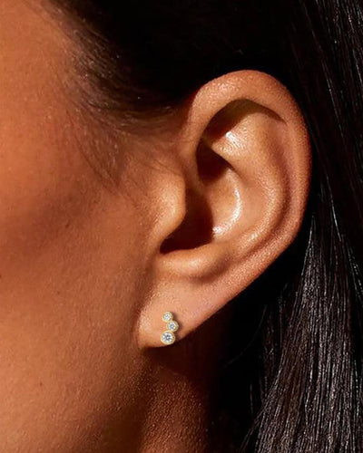 Maple Leaf & Bubble  Stud Earrings Set –  Gold Finish