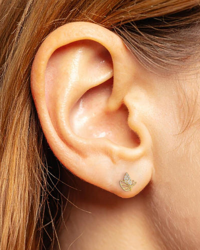Dragonfly & Butterfly Stud Earrings Set-Gold Finish
