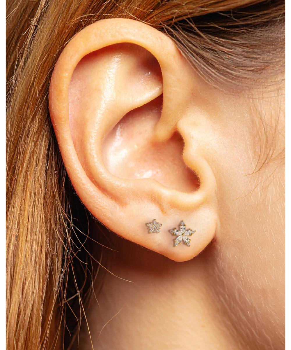 Double the Sparkler Stud Earrings Set – Gold Finish