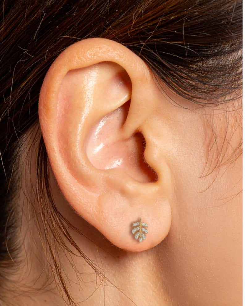 Leaf Stud Earrings Set –  Gold Finish