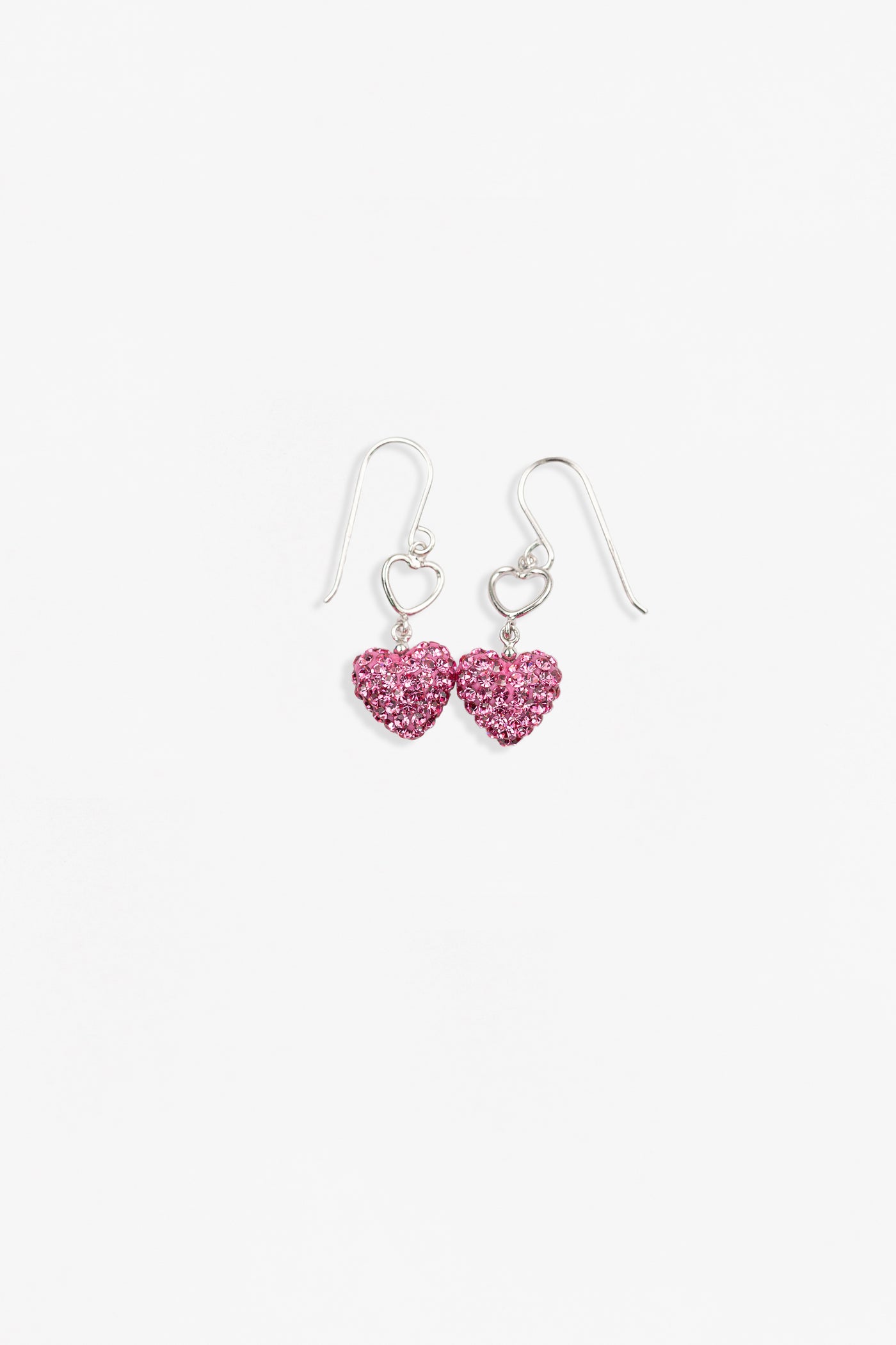 Double Heart Sterling Silver Earrings in Rose Pink | Annie and Sisters