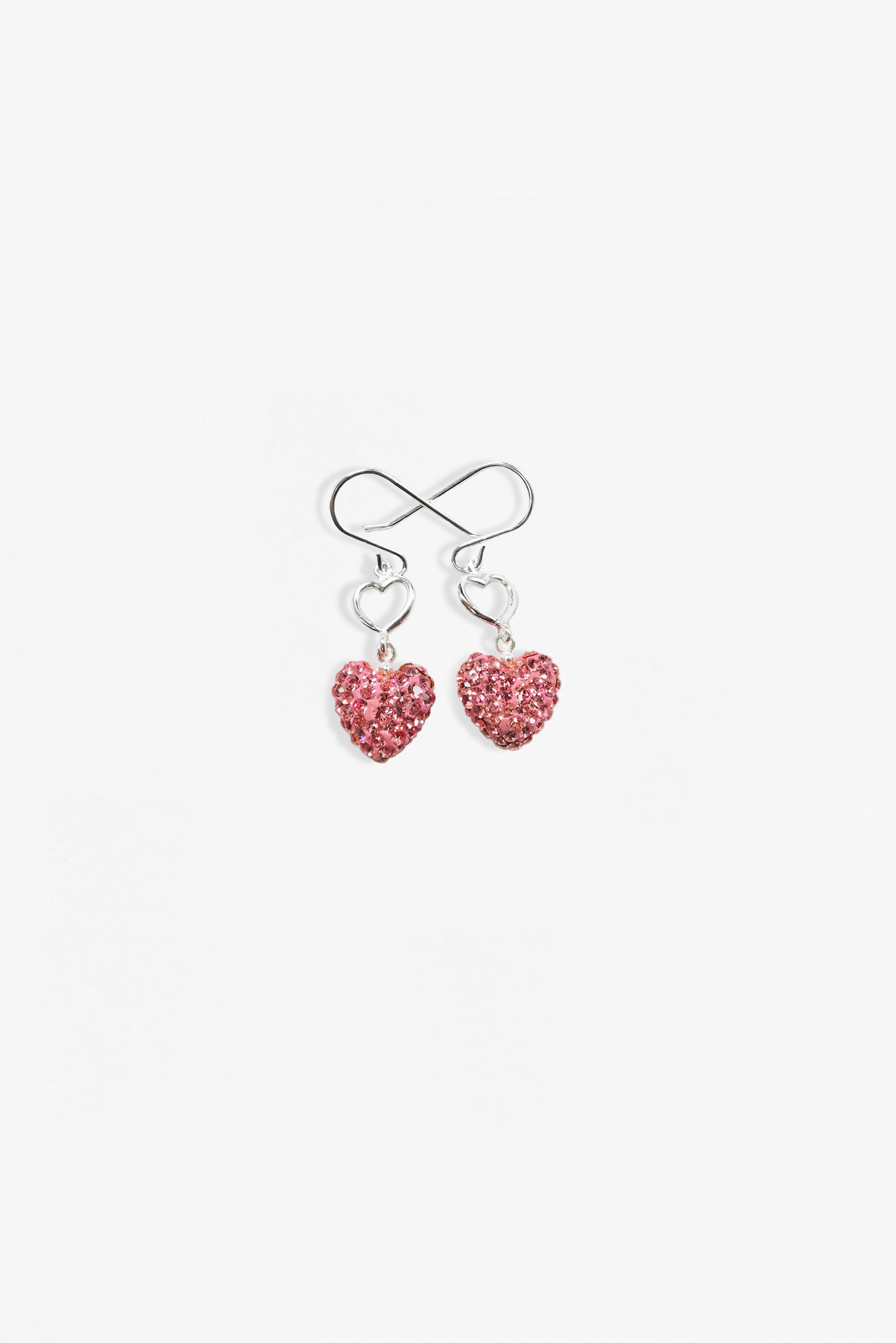 Double Heart Sterling Silver Earrings in Light Pink | Annie and Sisters