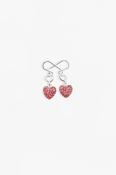 Double Heart Sterling Silver Earrings in Light Pink | Annie and Sisters