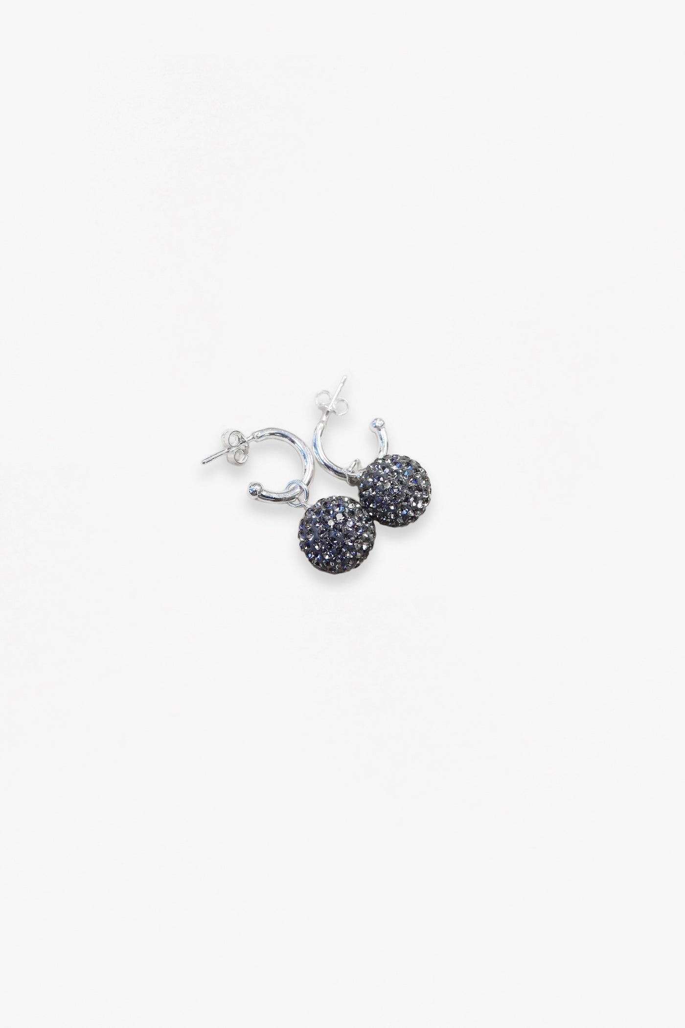11mm Disco Ball Sterling Silver Earrings in Black Diamond | Annie and Sisters