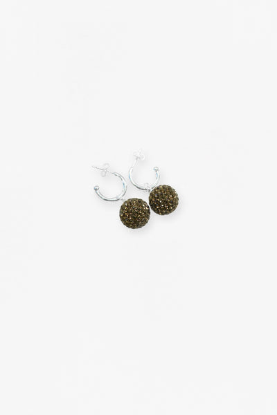 11mm Disco Ball Sterling Silver Earring in Smokey Topaz | Annie and Sisters