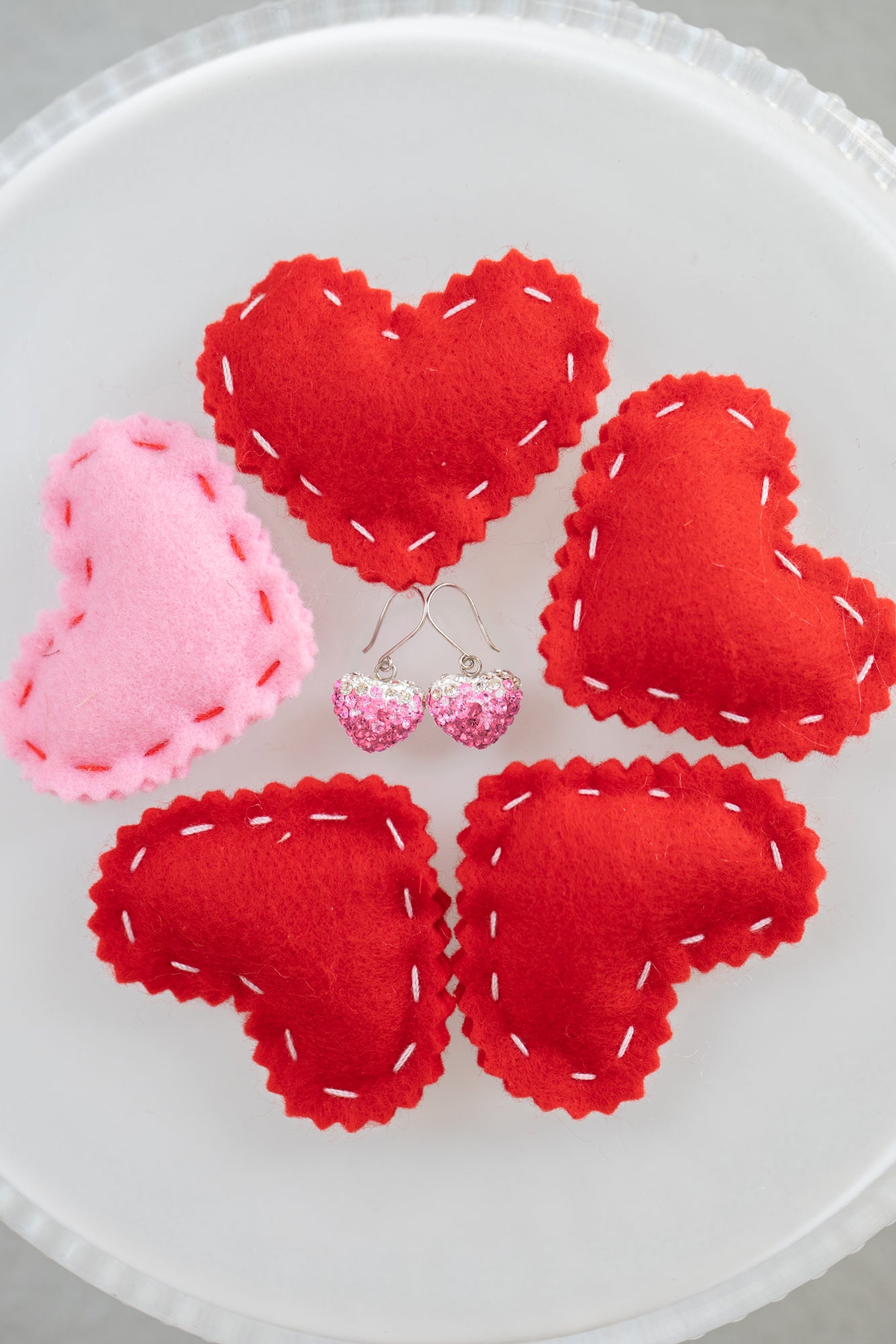 Crystal Pave Ombre Heart Dangling Silver Earring