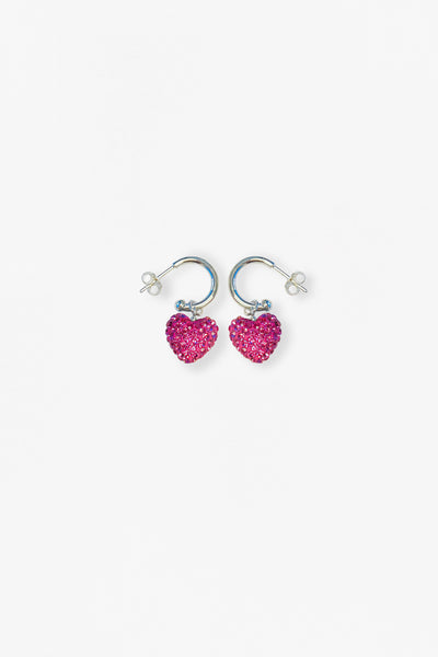 Pink Crystal Heart Earrings | Annie and Sisters