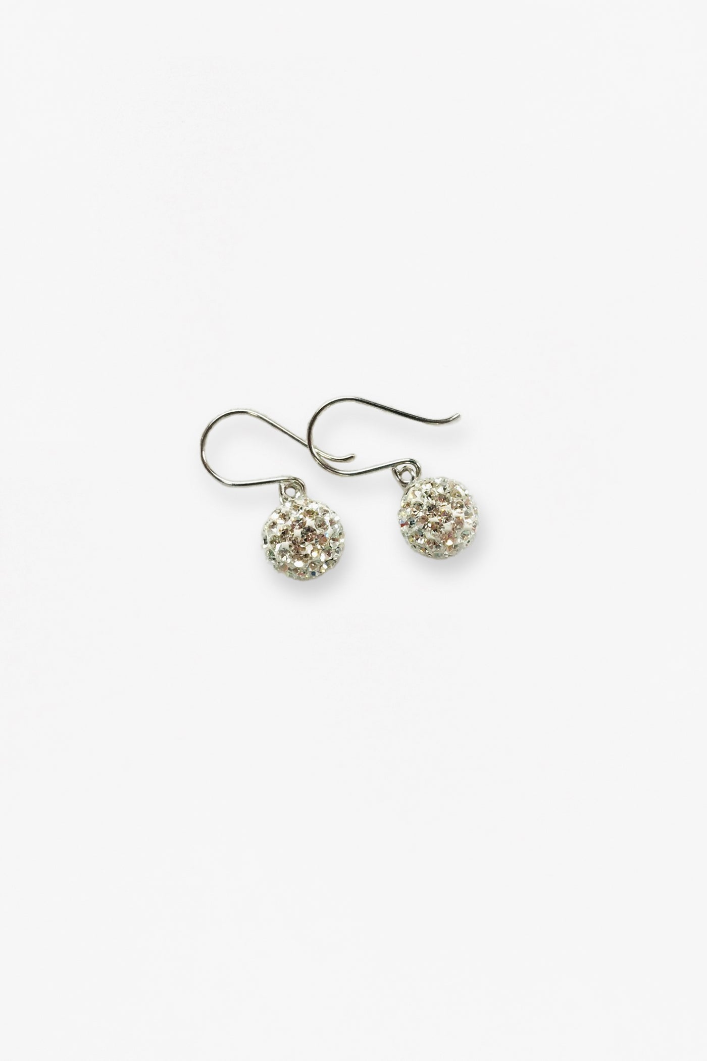 8mm Disco Ball Ombre Crystal Dangling Silver Earring in Clear | Annie and Sisters