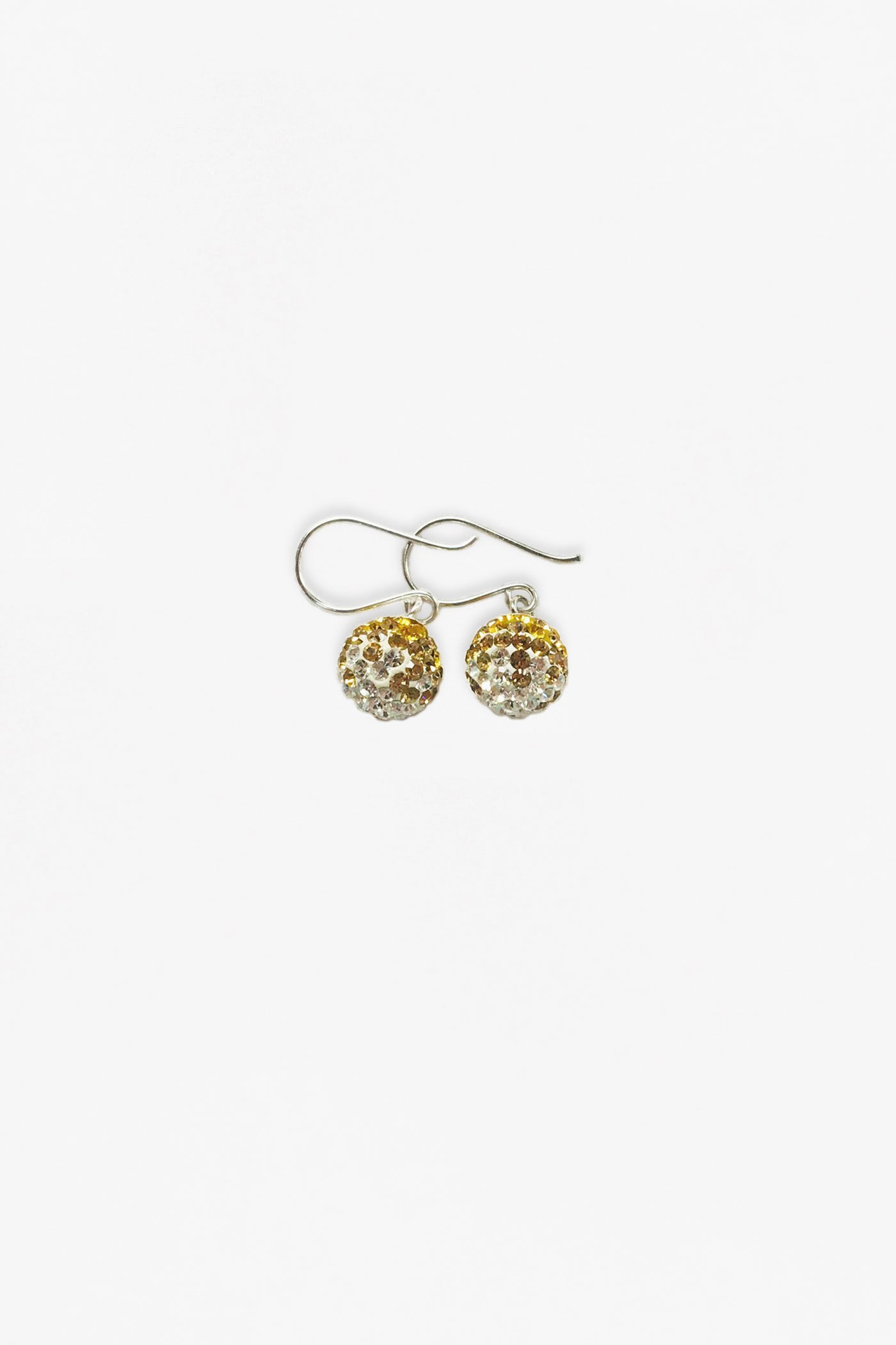 8mm Disco Ball Ombre Crystal Dangling Silver Earring in Smokey Topaz| Annie and Sisters