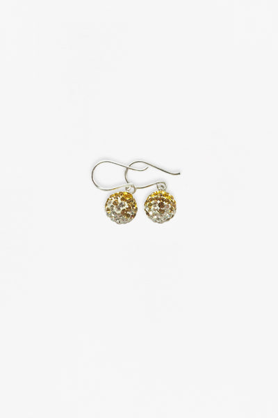 8mm Disco Ball Ombre Crystal Dangling Silver Earring in Smokey Topaz| Annie and Sisters